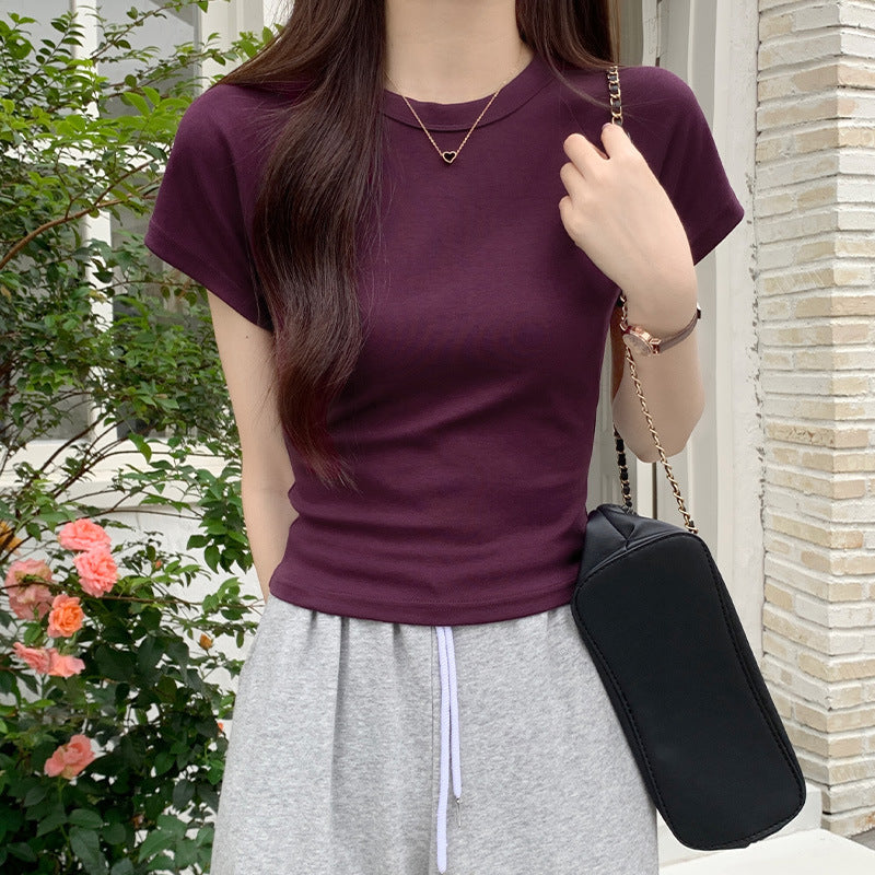 Purple Retro Slim Fit Summer Women Top