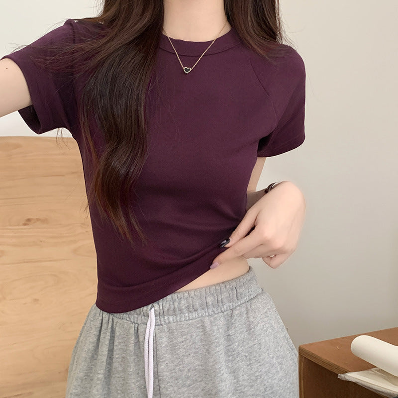 Purple Retro Slim Fit Summer Women Top