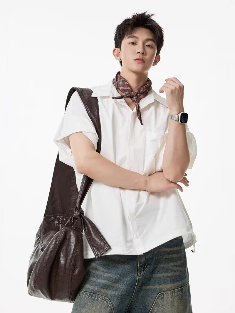 Men’s Artistic Workwear Shirt – Loose Casual Summer