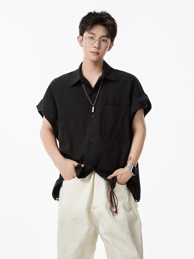 Men’s Artistic Workwear Shirt – Loose Casual Summer
