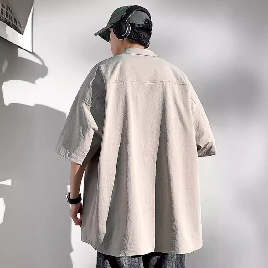 Men’s Ice Silk Pleated Shirt – Summer Casual Trend
