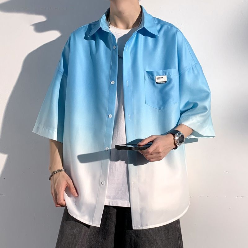 Men’s Ice Silk Gradient Shirt – Summer Couple Style