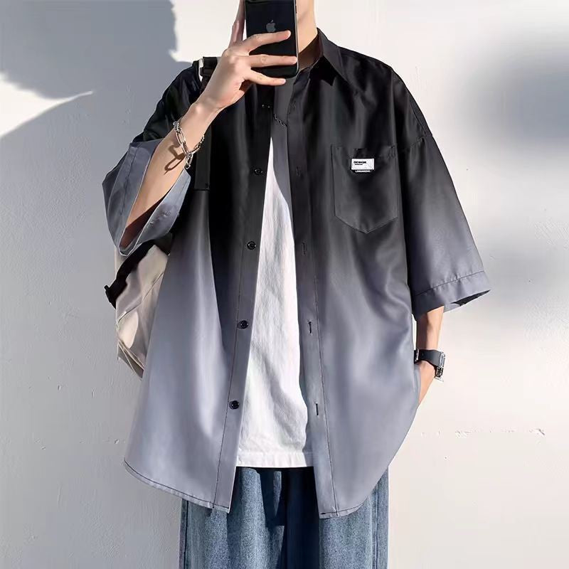Men’s Ice Silk Gradient Shirt – Summer Couple Style
