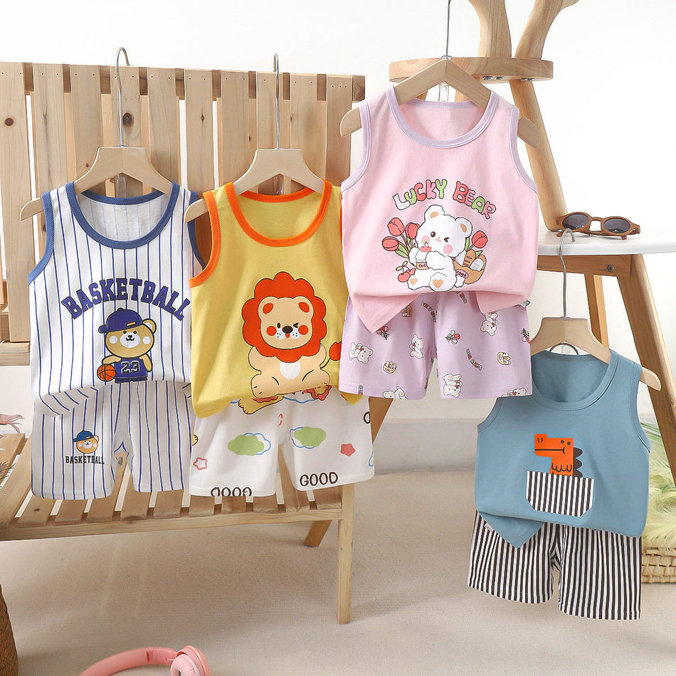 Kids Korean Summer Vest Set 2026 Cotton Two-Piece