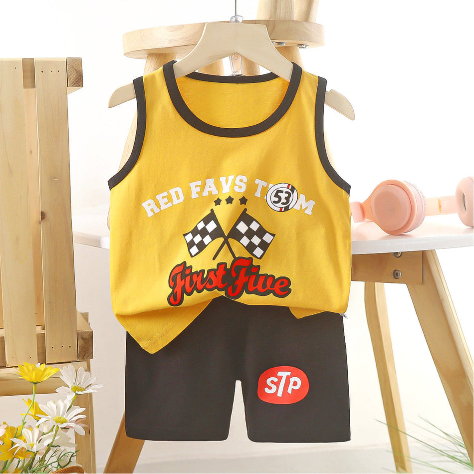 Kids Korean Summer Vest Set 2026 Cotton Two-Piece