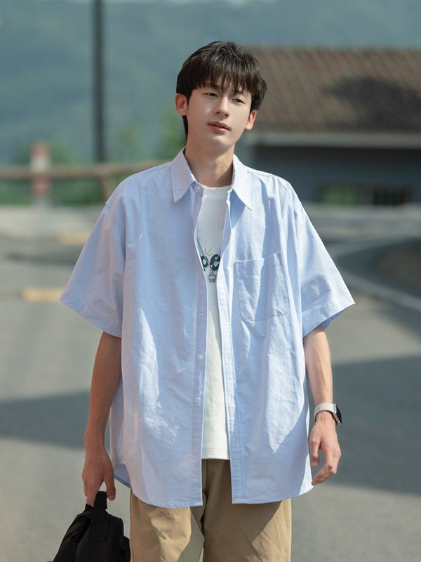 Men’s Blue Short Sleeve Shirt – Casual Summer Style