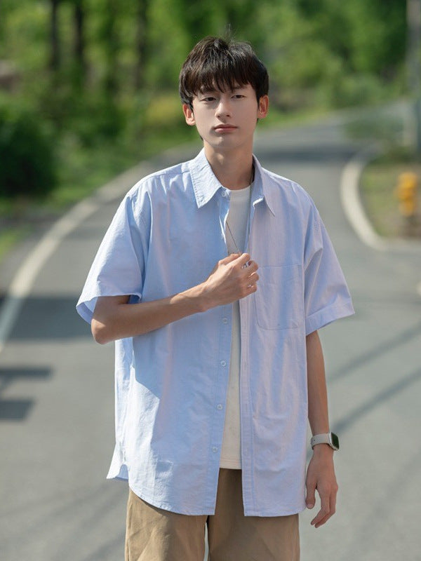 Men’s Blue Short Sleeve Shirt – Casual Summer Style