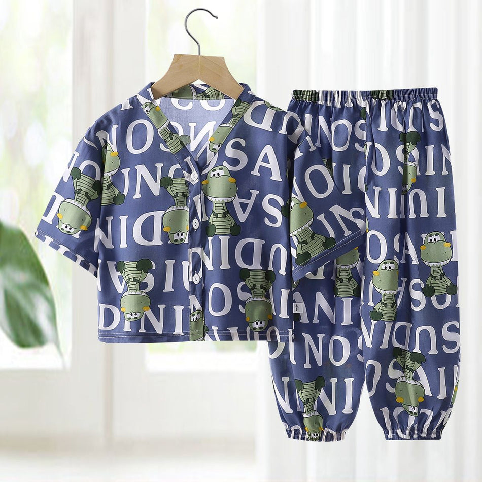 Kids Cotton Silk Summer Pajamas Set 2026 Two-Piece
