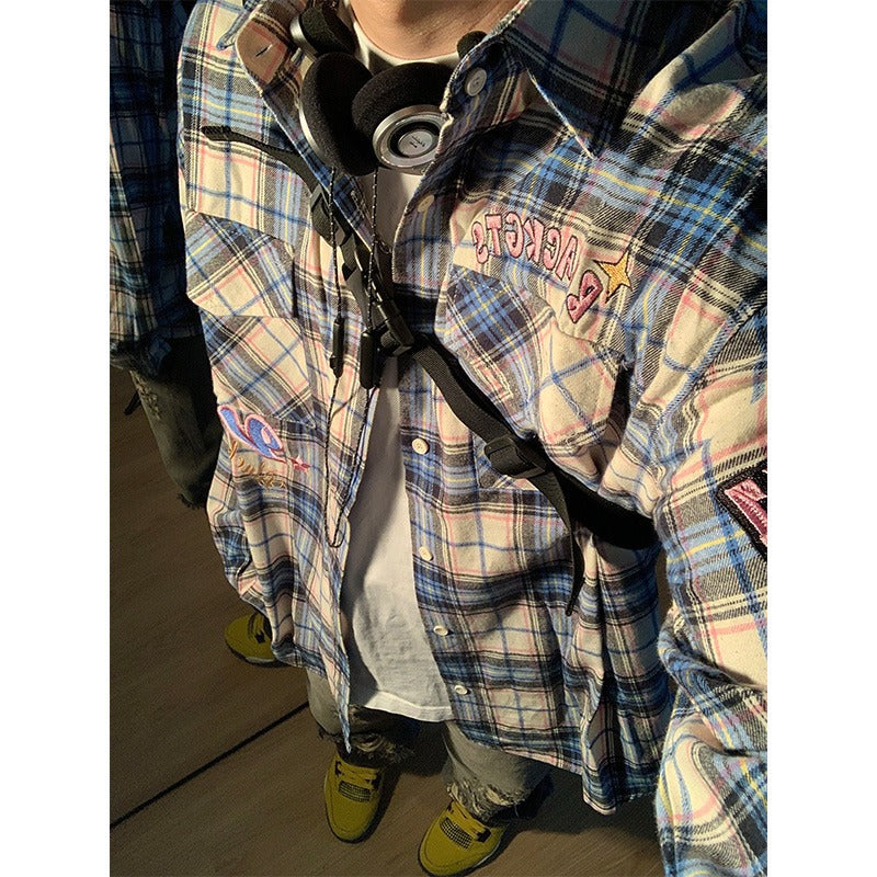 Men’s Vintage Plaid Shirt – Japanese College Style