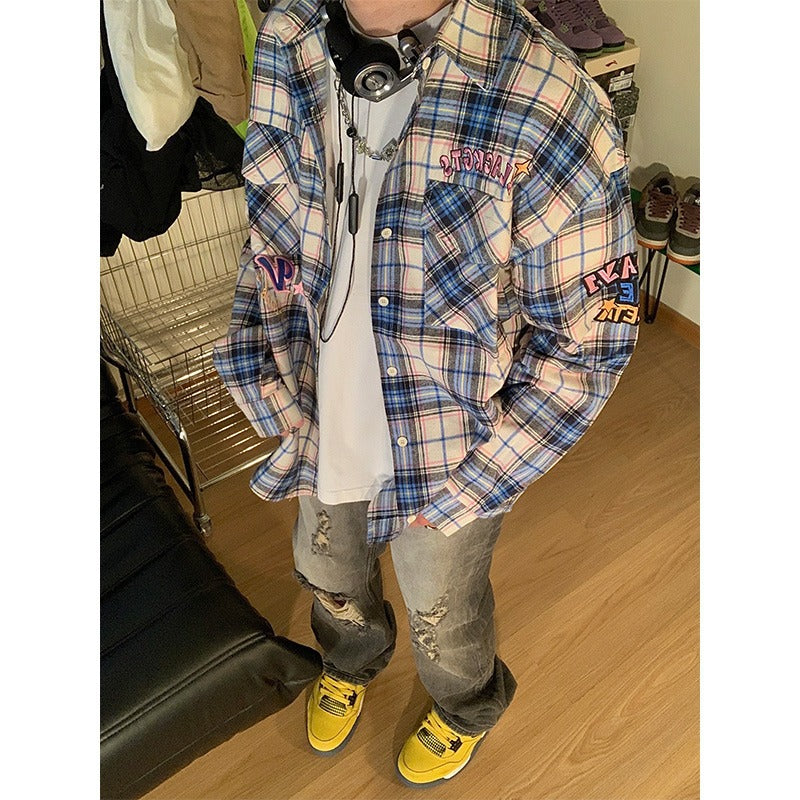 Men’s Vintage Plaid Shirt – Japanese College Style