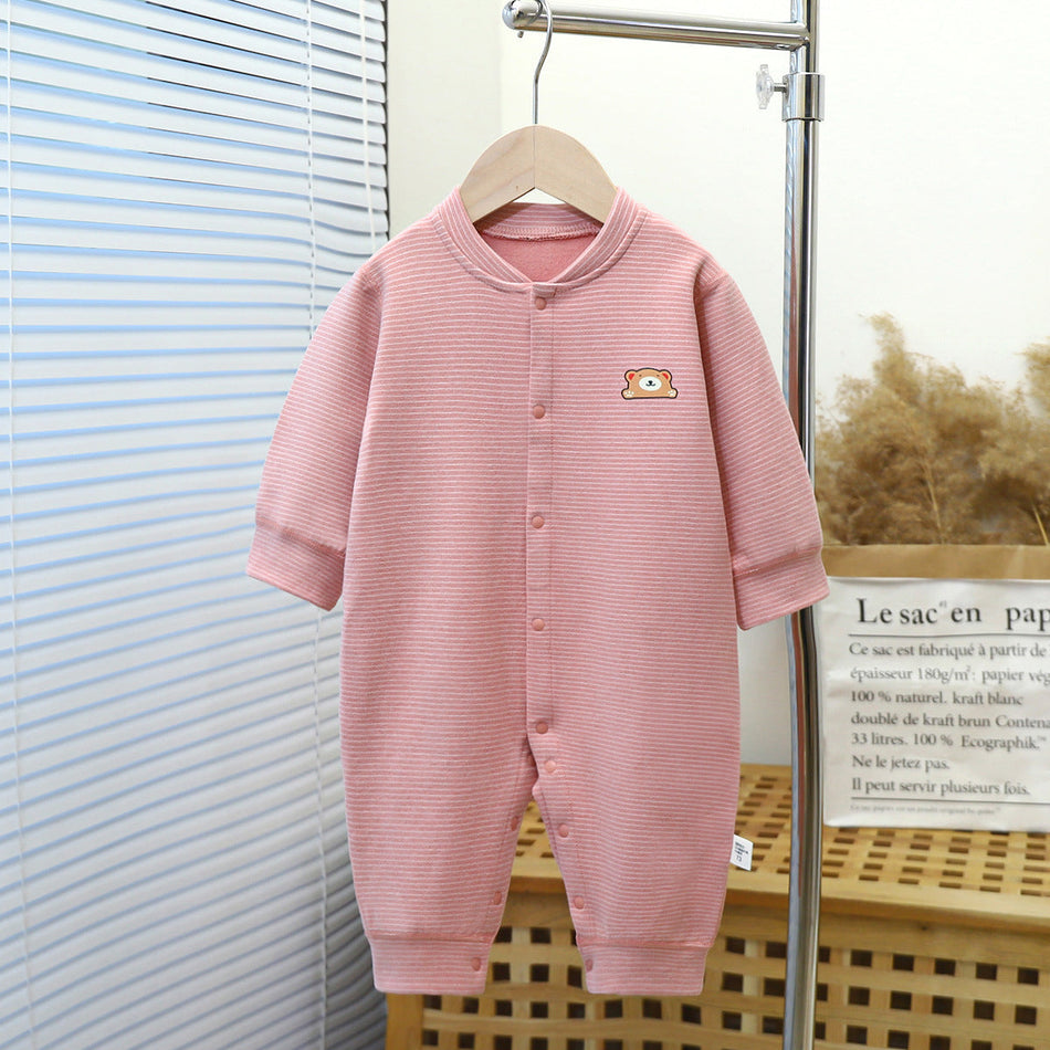 Baby Velvet Jumpsuit 2026 Striped Warm Pajamas