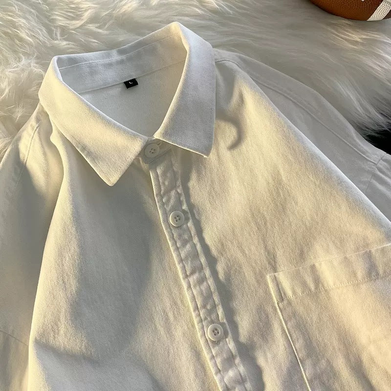 Men’s Clean Fit White Shirt – High-End Casual Style