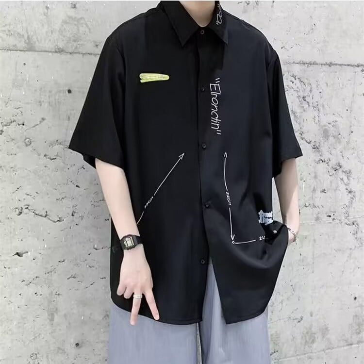 Men’s Ice Silk Five-Quarter Shirt – Summer Niche Style