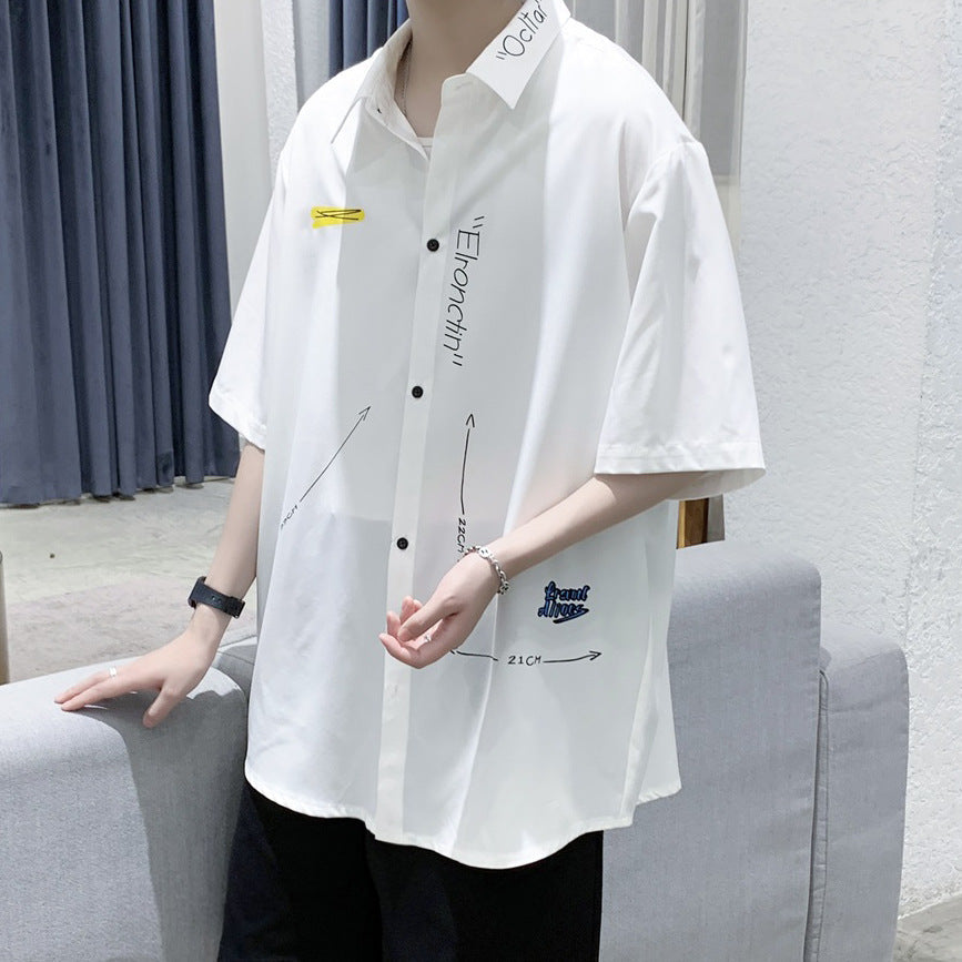 Men’s Ice Silk Five-Quarter Shirt – Summer Niche Style