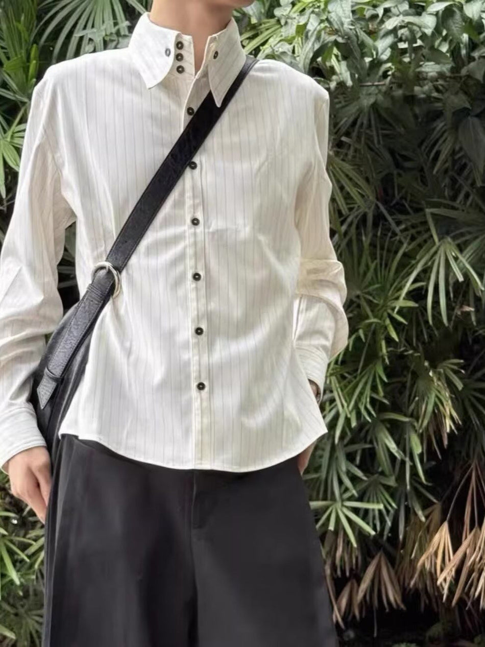 Men’s White Striped Shirt – Commuter Casual Style