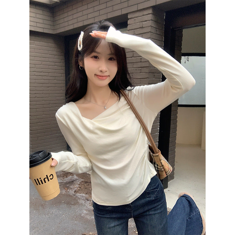 French Off-Shoulder Knit Slim Winter Women Top