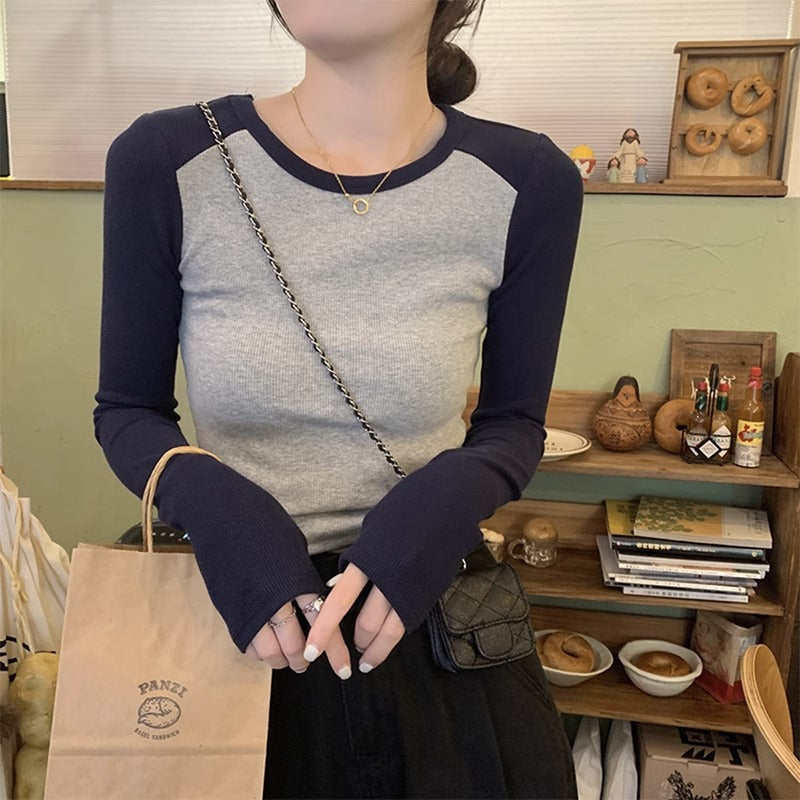 Retro Slim Fit Long Sleeve Women Winter T-Shirt