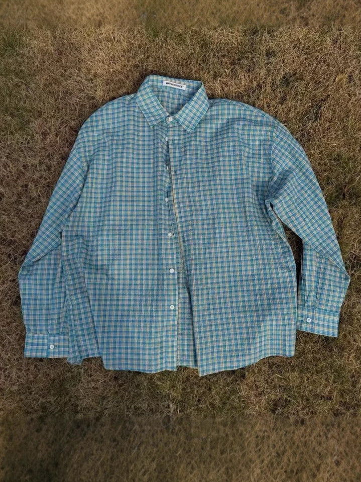 Men’s Blue Plaid Polo Shirt – Hong Kong Style