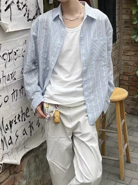 Men’s Sun Protection Shirt – Striped Couple Style
