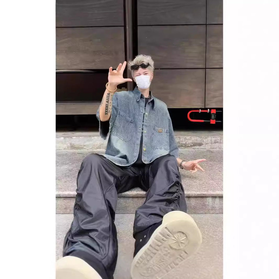 Men’s Washed Denim Shirt – Retro Summer Jacket