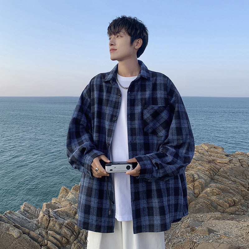 Men’s American Plaid Shirt – Retro Loose Jacket Style