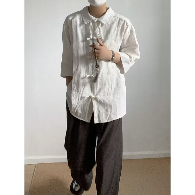 Men’s Chinese Style Cotton Linen Shirt – Zhongshan Style