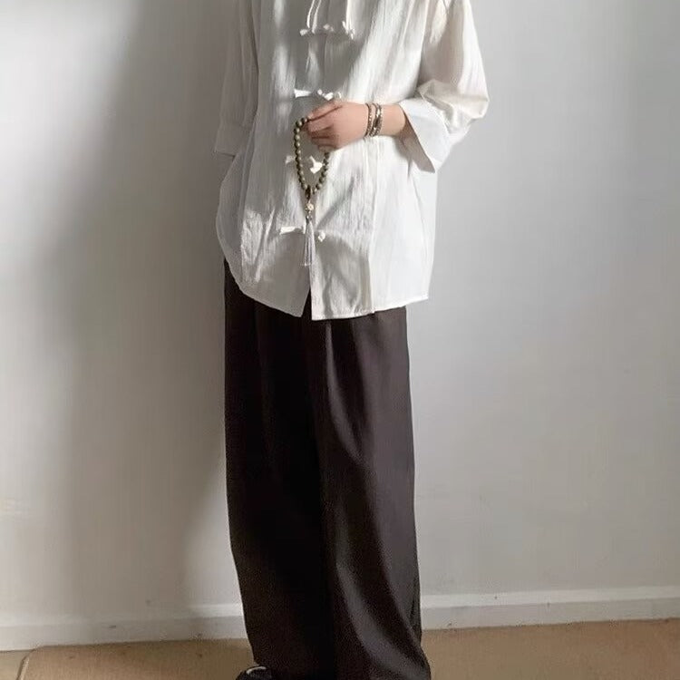 Men’s Chinese Style Cotton Linen Shirt – Zhongshan Style