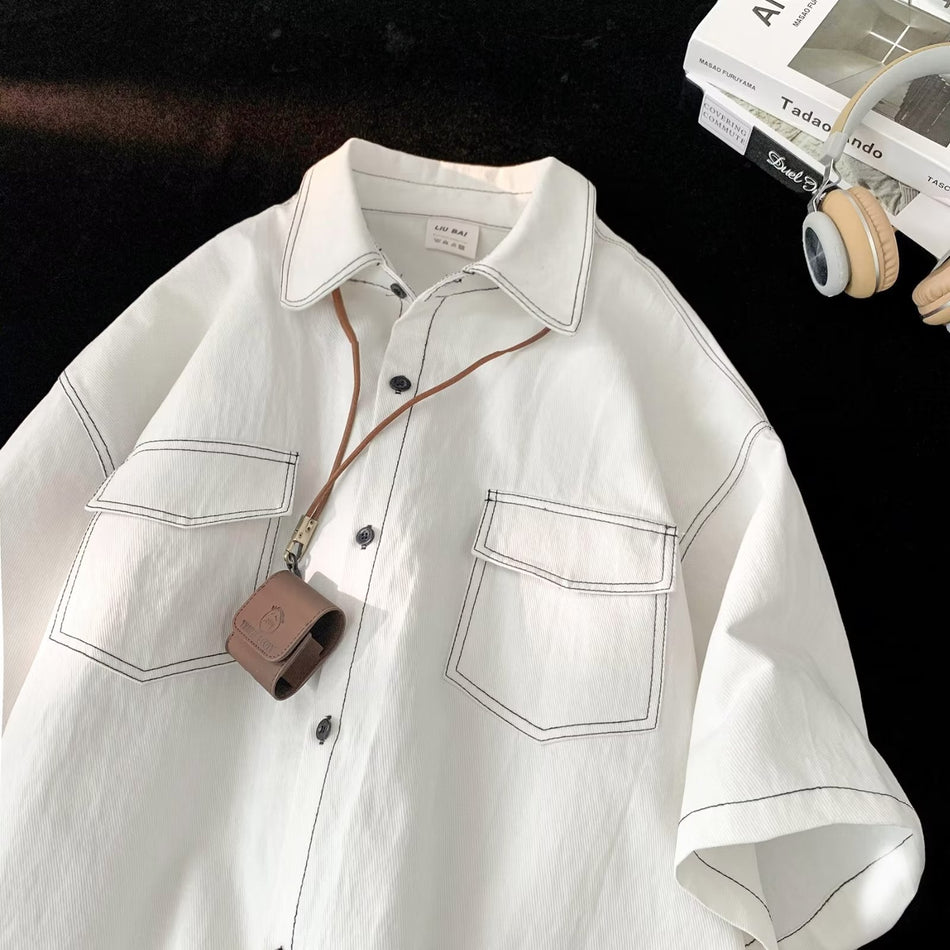 Men’s Japanese Retro Shirt – Trendy Summer Style