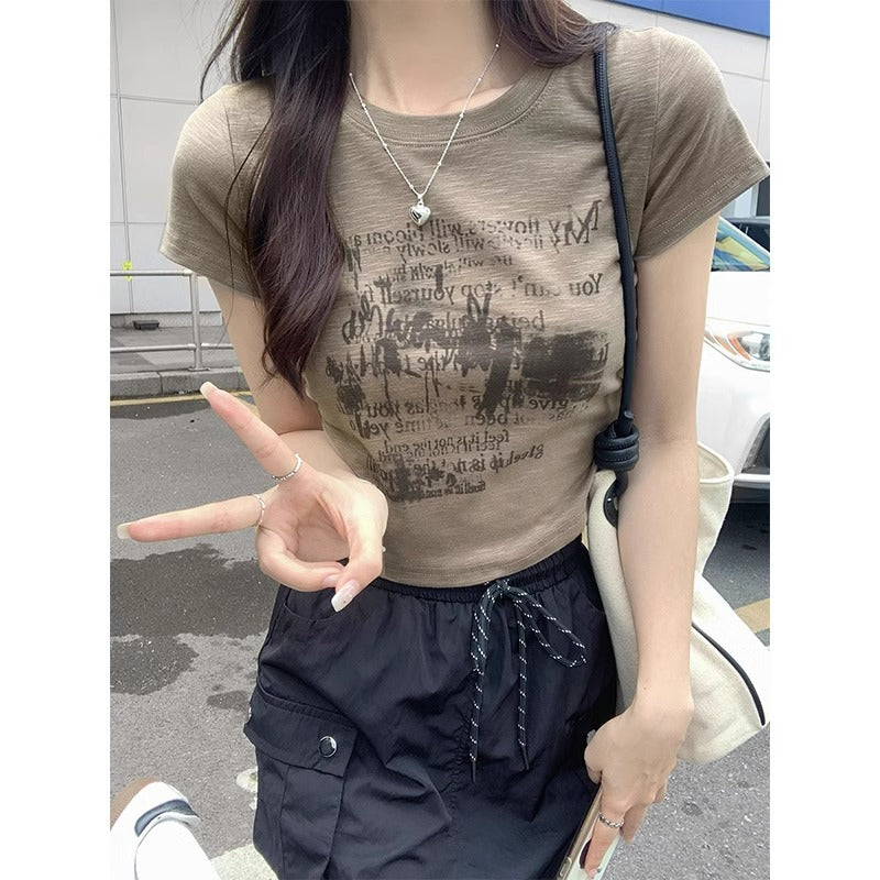 Sweet High Waist Slim Women T-Shirt Summer 2026