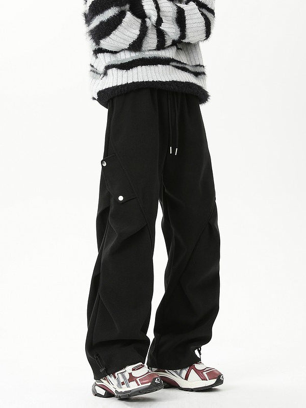 Men’s Heavy Wool Cargo Pants – Winter Wide-Leg