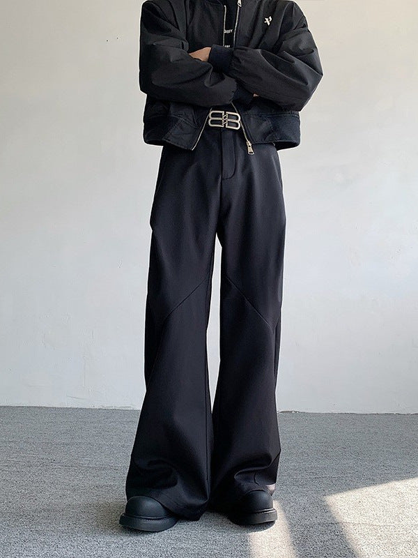 Men’s Black Wide-Leg Suit Pants – High Street Style