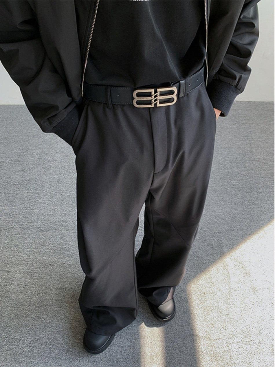 Men’s Black Wide-Leg Suit Pants – High Street Style