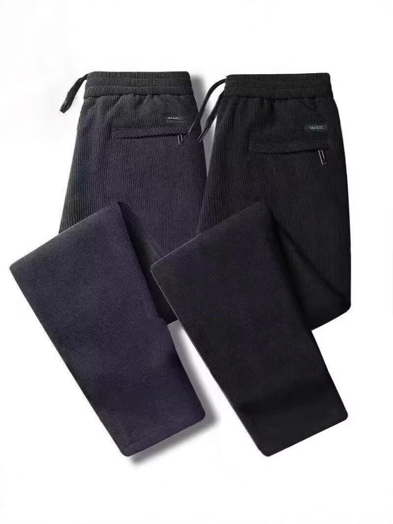 Men’s Corduroy Fleece Pants – Elastic Waist Warm Winter
