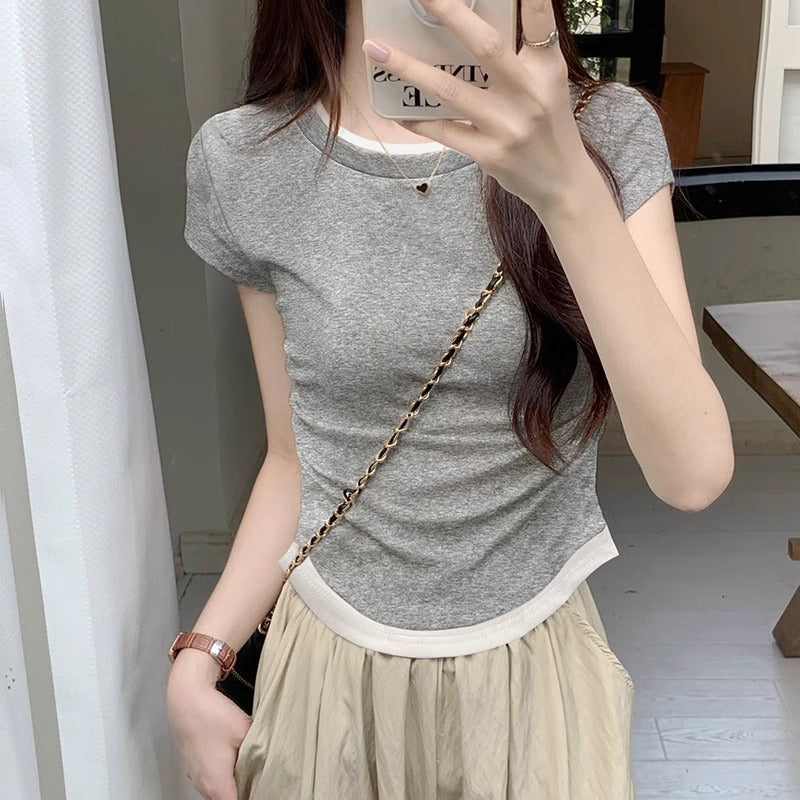 Off-Shoulder Slim Fit Two-Piece Summer T-Shirt Women