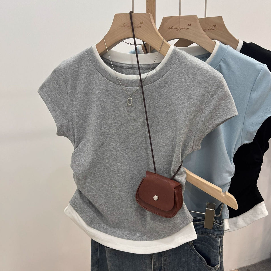 Off-Shoulder Slim Fit Two-Piece Summer T-Shirt Women