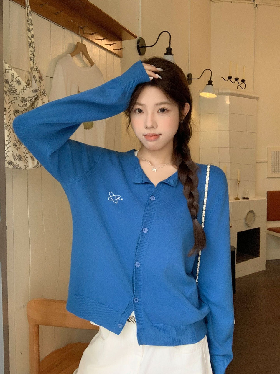 Embroidered Knit Cardigan Women Autumn Jacket