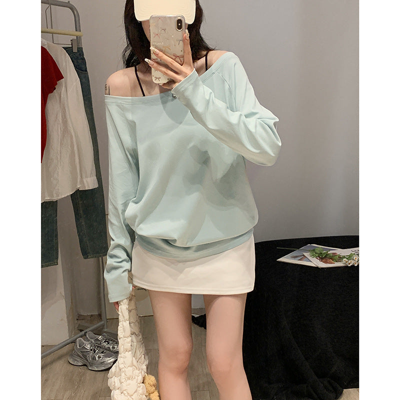 Milk Green Off-Shoulder Women Autumn Top