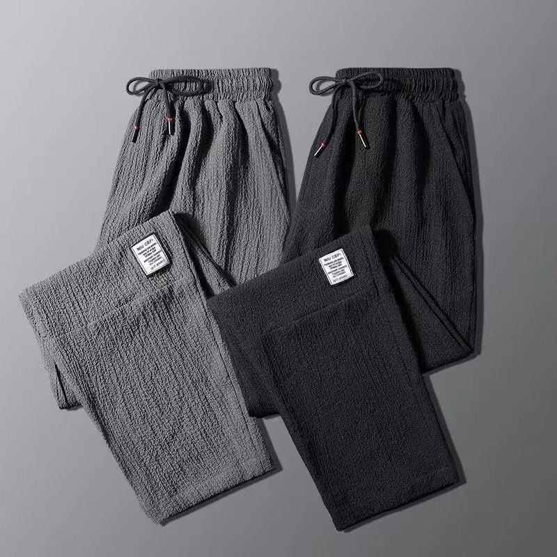 Men’s Ice Silk Quick-Dry Pants – Summer Slim Straight Casual
