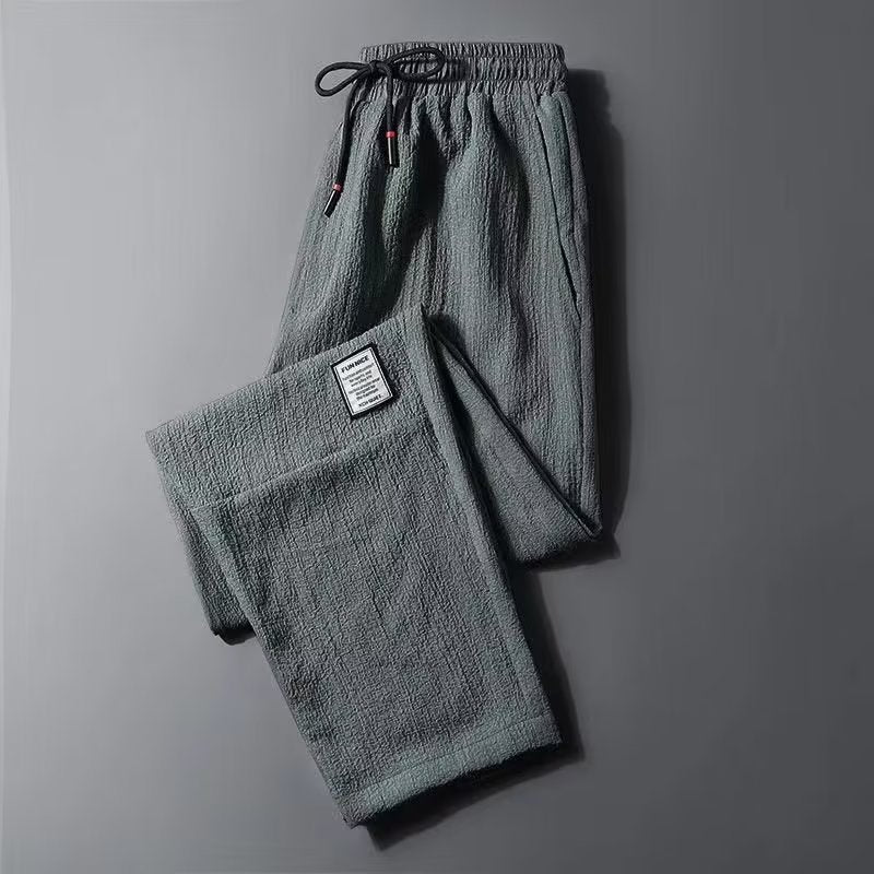 Men’s Ice Silk Quick-Dry Pants – Summer Slim Straight Casual
