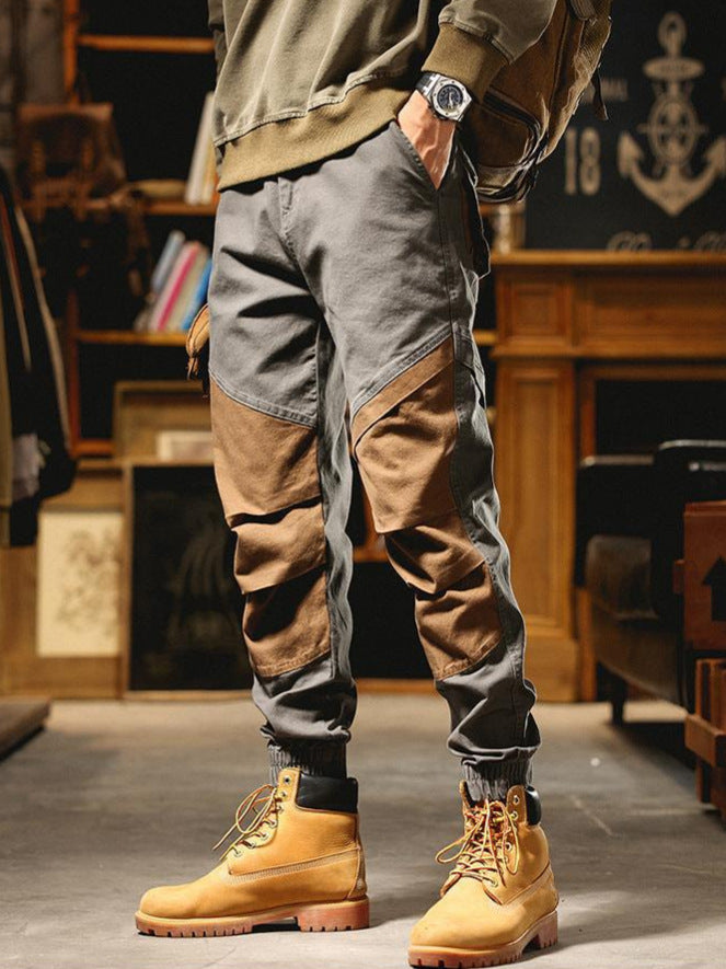Men’s Color-Block Cargo Pants – Retro Street Style Jogger