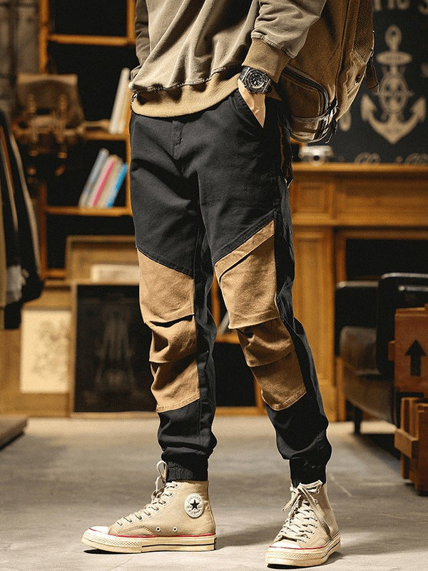 Men’s Color-Block Cargo Pants – Retro Street Style Jogger
