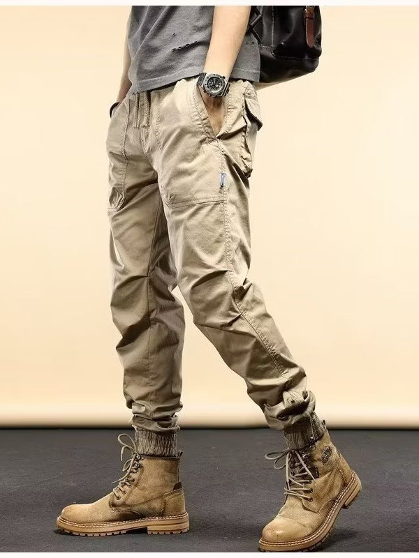 Men’s Multi-Pocket Cargo Jogger Pants – American Retro Style
