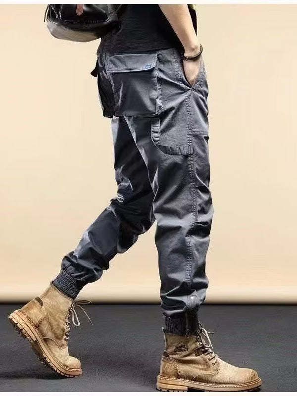 Men’s Multi-Pocket Cargo Jogger Pants – American Retro Style