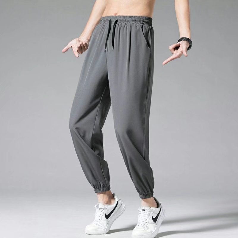 Men’s Ice Silk Summer Sports Pants – Quick-Dry Ankle-Length