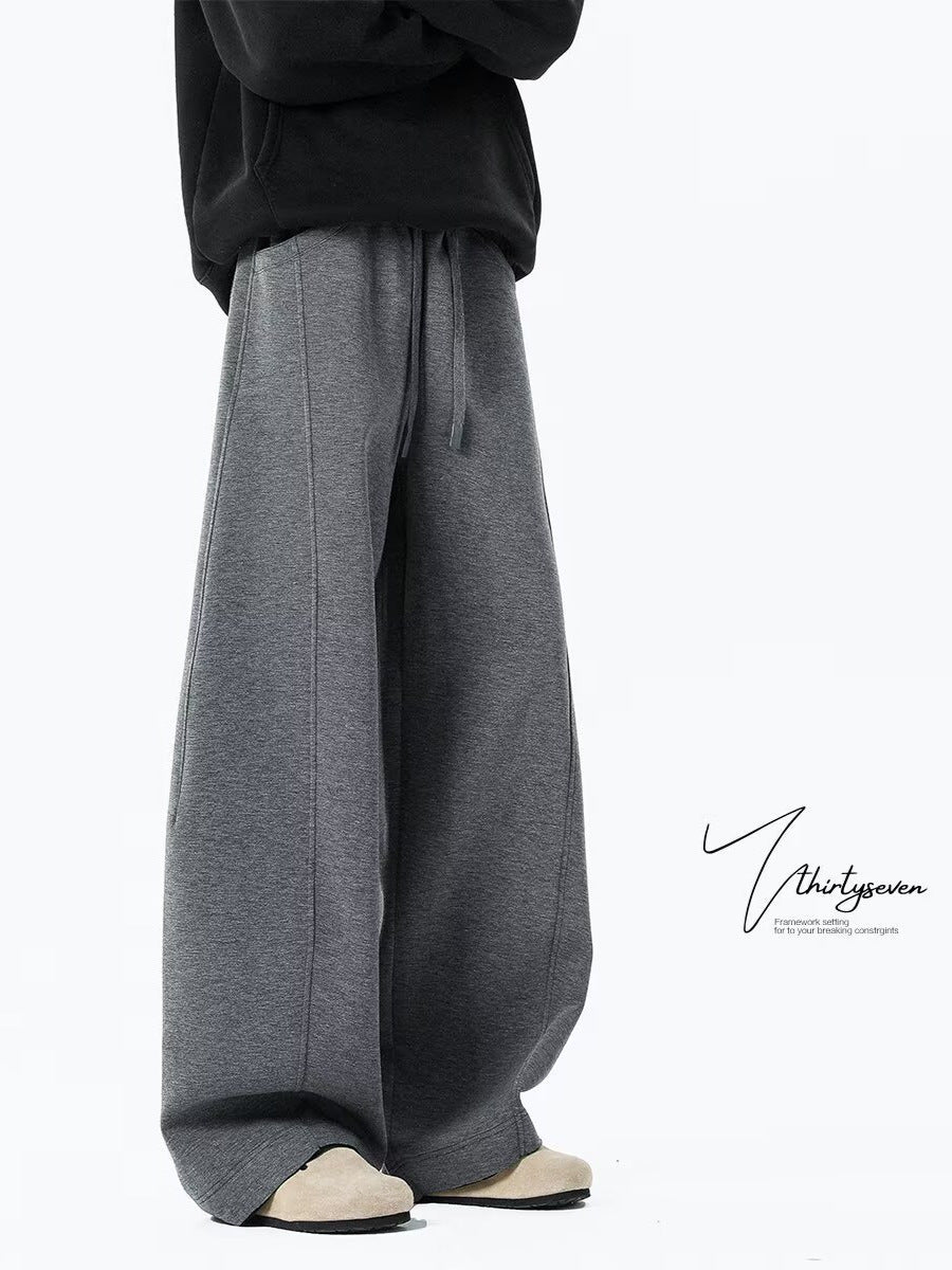 Men’s Old Money Style Sweatpants – Curved Knife Winter Pants