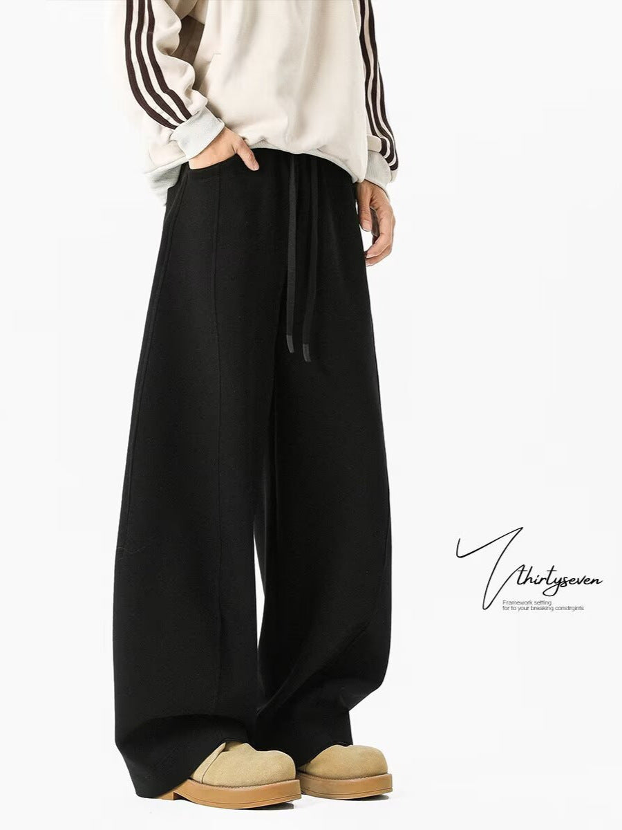 Men’s Old Money Style Sweatpants – Curved Knife Winter Pants