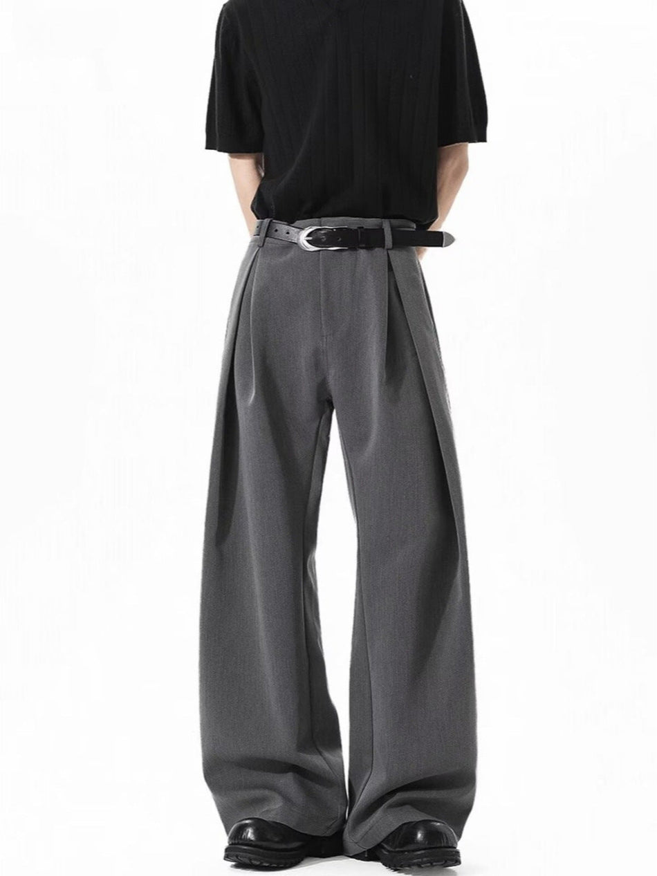 Men’s American Pleated Wide-Leg Pants – Retro Street Style