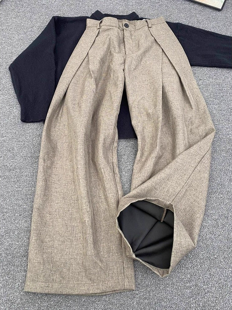 Men’s Old Money Pleated Pants – A-Line Casual Trousers