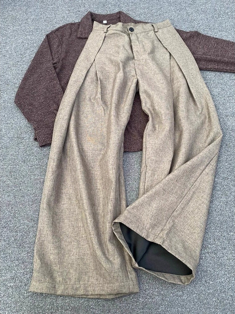 Men’s Old Money Pleated Pants – A-Line Casual Trousers
