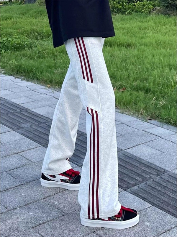 Men’s Striped Sports Pants – American Style Wide-Leg